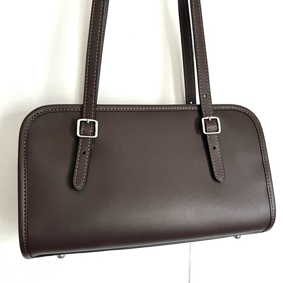 Coach Swing Zip Shoulder Bag Maple Brown Glovetanned Leather Buckle Purse CM565 - Picture 5 of 11